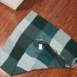 Brand New Blue/Green and Gray Plaid Blanket Scarf